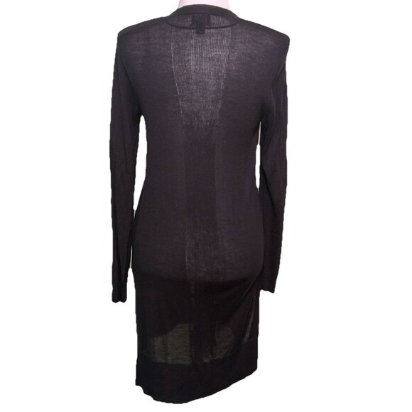 Womens Black Longline Open Front Cardigan Lightweight Knit Minimalist Layering S - Picture 3 of 8